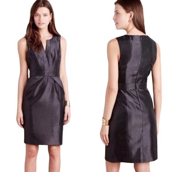 Maeve Dresses & Skirts - Anthropologie Maeve Cross Front Black Shimmering Sheath Dress size 0P
